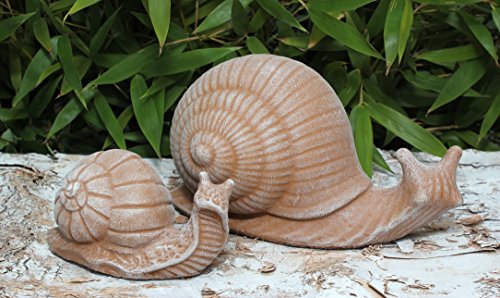 Steinfigur Schnecken 2er Set Steinguss Terrakotta - 2