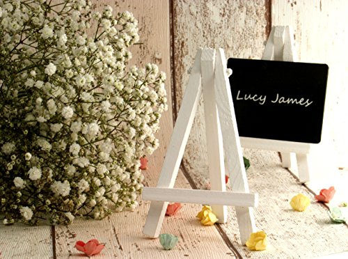 Mini Staffeleien in weiß (10-er packung). Hochzeit Platzkarten Namenshalter (12 cm hoch) - 6