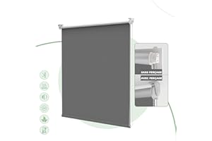 HOMEDEMO Store Enrouleur Occultant Isolant Thermique Opaque 45l x 170L cm (l x L) Gris Foncé, Rideau occultant Fixation avec ou sans perçage