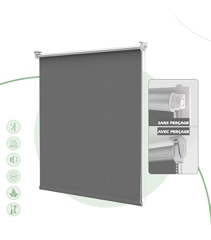 Store Enrouleur Blanc Tamisant Sur Mesure - Choisis Ta Taille Idéale (135x180 Cm Exemple), Fixation Sans Perçage