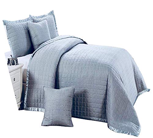 massari 3PC Osca Bedspread Comforter Border Quilted Bed Throw - 4 sizes in White and Grey + pillow c massari 3PC Osca Bedspread Comforter Border Quilted Bed Throw - 4 sizes in White and Grey + pillow c