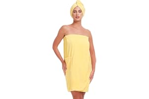 Knuffnee Women Wrap Towel Shower Spa Wraps Terry Cloth Bathrobe Adjustable Bath Wrap