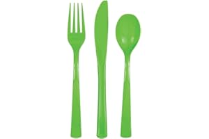 Unique Party - Juego de Cubiertos de Plástico para 6 Personas - Color Verde Lima - 18 Piezas (39488)