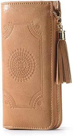 Camel Wallet PU Leather Patterned Clutch Purse for Women