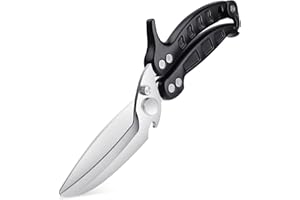 DRAGON RIOT Poultry Shears - Heavy Duty Black Kitchen Scissors, Meat Cooking Scissors, Dishwasher Safe for Chicken, Fish, Meat