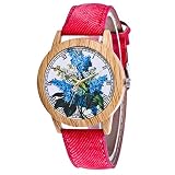IG Invictus Damen Mode Casual Lederstrap Analog Quarz Runde Uhr T51 N Quarzuhr Rote Quarz Uhr