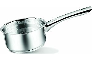 Penguin Home Stainless Steel Milk Pan 14cm/1 Litre Capacity/Double Sided Pouring Lips/Suitable for Induction, Ceramic, Gas & Electric Hobs/Versatile Cooking Pot/Saucepan/Small Milk Pot/Dishwasher Safe