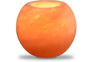ZEN LIGHT Świecznik z kryształu soli himalajskiej kula 900g - 100% autentyczny naturalny kryształ soli himalajskiej - ręcznie rzeźbiony - uchwyt na świece z wysokiej jakości naturalnego materiału - okrągły