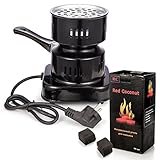DXP Elektrischer Kohleanzünder Herdplatte 1000 W für Shisha Kohle und 96 Würfel Kokoskohle Naturkohle Schwarz