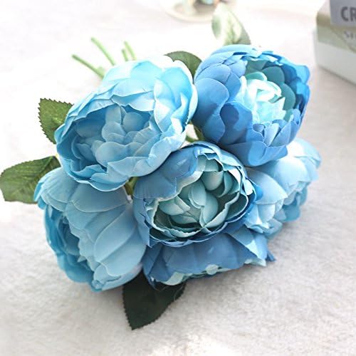 Artificial Flowers Simulation of Peony Roses Artificial Flowers Living Room Decorations, Gentleman, Blue