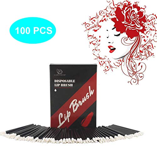 Applicatori Monouso,LUOLLOVE 100 PCS/Bag Applicatori Monouso Rossetto,Accessorio Monouso Pennello per Labbra,con Una bella Scatola per Natale(Nero)