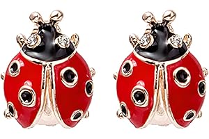 USHOBE Strass Coccinelle Boucles D'oreilles Coccinelle Oreille Goujons Animaux Boucle D'oreille Goujon Cristal Animal Oreille Anneaux Bijoux pour Femmes Fille