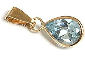 PENINSULA JEWELLERY 9ct Gold Blue Topaz Teardrop Pendant without chain
