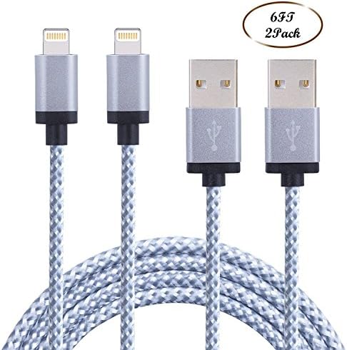 Junefish 2 Pack Tangle Free 6ft iPhone Cable Charging & Sync iPhone Lightning Cable for iPhone 7 7Plus iPhone 6 6Plus iPhone 6s 6sPlus iPhone 5 5c 5s SE iPad, iPod(Grey)