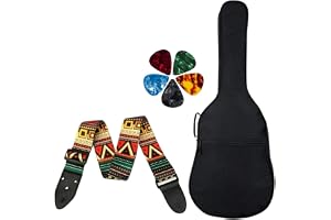 MOCKING BIRD Acoustic Guitar Bag Foam Padded Guitar Cover for 38, 39, 40, 41 inch with Adjustable Guitar Strap and Picks for Acoustic Electric Bass Guitar (Guitar Bag with Bohemian Strap)