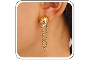 Cybche Gothic Totenkopf Kette Ohrringe Gold Totenkopf Ohrstecker Ohrringe Lange Kette Quaste Baumeln Ohrringe Schädel Skelett Ohrringe Halloween Menschlichen Schädel Knochen Ohrringe Schmuck Für Fraue