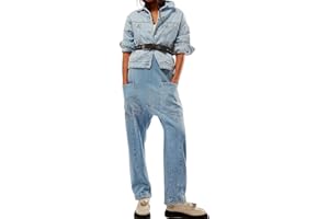 Minetom Salopette En Jean Pour Femme Col En V Droite Salopette Décontractée En Denim Avec Poches Jumpsuit En Denim Streetwear
