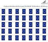 Tamaño de Cadena: 50 METRO Durabol Cadena Bandera de Europa Comunidades autónomas de España 70 Banderin 20 X 30 CM - 50 Metro (Europa 1)