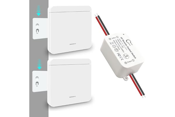Tedeligo Kit interrupteur sans fil, émetteur radio RF 433 MHz interrupteur mural récepteur sans fil AC 220 V 230 V jusqu'à 100 mètres télécommande pour lumières (2 interrupteurs 1 récepteur)