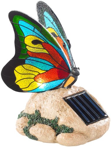 Lunartec Solar-LED-Schmetterling mit Echtglas-Mosaik-Flügeln