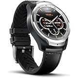 TicWatch Pro Smartwatch Intelligente Armbanduhr mit Herzfrequenzsensor (Android Wear, GPS, Wear OS by Google, NFC) Sportuhr Kompatibel mit Android und ios Mehrschichtigem Display und Lederband, Silver