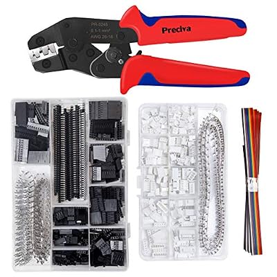 Preciva Dupont Outil de Sertissage AWG26-18 Dupont Sertisseuse à Cliquet avec 1550PCS Dupont Mâle/Femelle Connecteurs à broches 0,1-1,0mm² et 460PCS JST Connecteur pour 2,54mm 3,96mm etc Connecteur
