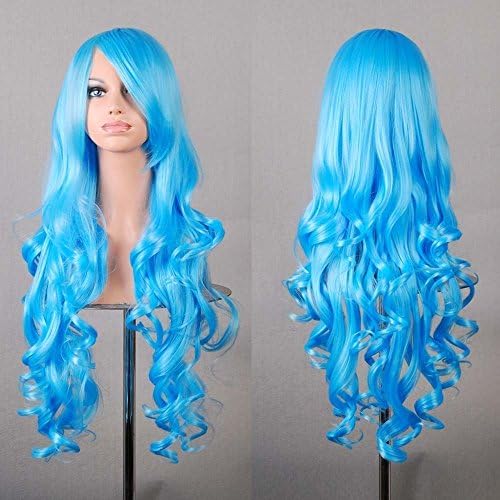 Wavy wig wavy Long hair wig for everyday cosplay or shop window dolls carnival or theme parties, light blue, Modell 1