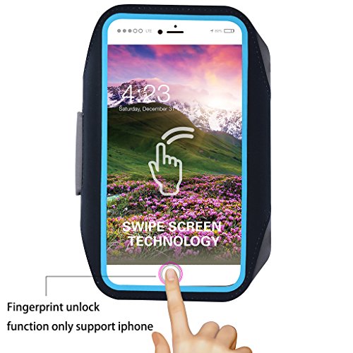 Fascia da Braccio Sportiva Porta Cellulare Running per iphone 7 plus 6s plus 6 plus 8 plus Samsung S7 Edge S6 Edge S7 S6 S5 Huawei P8 P9 lite P10 Plus per Esercizio Palestra Jogging Mountain Bike Porta Scheda Escursionismo Passeggiate Equitazione Auricolari e Key Holder Sweatproof adatto a qualsiasi smartphone inferiore a 5,5 pollici