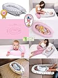 Babynest Kuschelnest Babybett Babynestchen Reisebett Stillkissen 80 x 40 cm (80×40 cm, Grau -Sterne Nr. 23) - 3