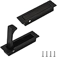 UFURMATE Flush Mount Door Pull, 2PCS 304 Stainless Steel Pocket Door Handle Brushed Flush Mount Pocket Door Hardware Bifold Door Handle for Closet Cabinet Pocket Cupboard(Black)