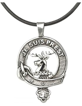 'Je Suis Prest' - Clan Crest aus Edelstahl mit Lederband - Outlander Inspired