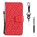 Produktbild SsHhUu Huawei P9 Lite Mini Hülle, Echt PU Leder Hülle Kartenfach Standfunktion Magnet Ledertasche mit Schlaufenclip Schlüsselband für Huawei P9 Lite Mini/Huawei Y6 Pro 2017 (5.0") - Rot