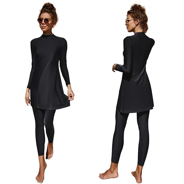 Costume Da Bagno Islamico Burkini 3 Pezzi - Maniche Lunghe Con Hijab, Modesto E UV Protection - Foto 5