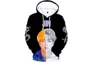 Flyself Unisexe Sweats à Capuche Kpop 3D Imprimé Love Yourself Longue Manche Sweat-Shirt Pull à Capuche Bangtan Boys Suga Jin Jimin Jung Kook V J-Hope RM
