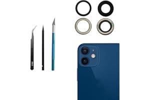 PeiDog Rückkamera Objektiv Ersatz für iPhone 12 und iPhone 12 Mini Back Rück Kamera Glas Linse,Reparaturwerkzeug Kit