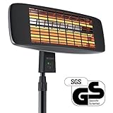 Brandson Wickeltischheizstrahler | Heizstrahler / Wärmelampe | Standheizstrahler | 3 Leistungsstufen + Heizelemente | inkl. Fernbedienung | LED Power-Indikator | Wandhalterung | höhenverstellbare Edelstahl-Teleskopständer - 2