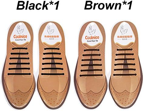 Shackcom No Tie Shoe Laces for Men and Women, Silicone Elastic Waxed Thin Oxford Round Shoelaces for Dress and Leather Shoes