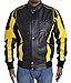 Price comparison product image BSKULL Men's Batman Motorcycle Faux Leather Jacket (5XL) Black & Yellow