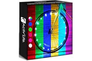Éclairage de Roue de vélo à LED Activ Life : Visible sous Tous Les Angles pour Une sécurité et Un Style ultimes - Piles incluses, Pack de 2 pneus, Changement de Couleur