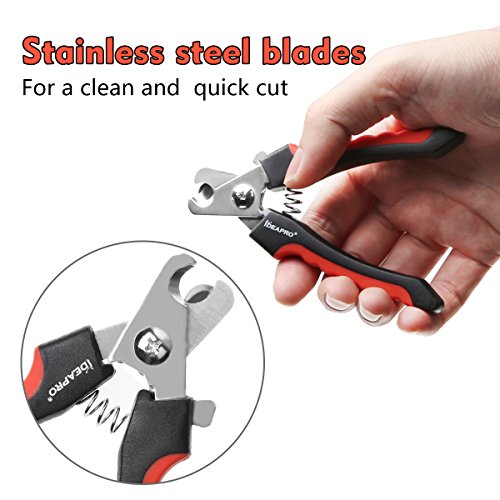 IDEAPRO-Pet-Nail-Clippers-Dog-Cat-Grinder-Trimmer-with-Quality-Sharp-Stainless-Steel-Blades-Safety-GuardPrevent-Overcutting-NailsErgonomically-designed-handle-for-maximum-grip-and-comfort