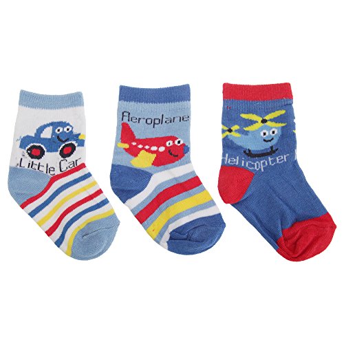 Baby Boys Helicopter/Ship Cotton Rich Socks (Pack Of 3) (UK Shoe 0-2.5 , Euro 15-18 (Age: 6-12 month)) (Helicopter)