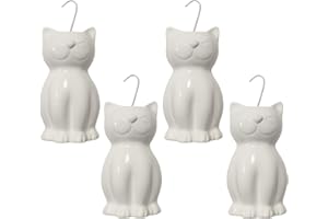 Paluplus Set 4 Evaporatori d'acqua per termosifoni in Ceramica, misura 8,5x5x17 cm, Umidificatore e gancio a S -6431C (Gatti Bianchi)