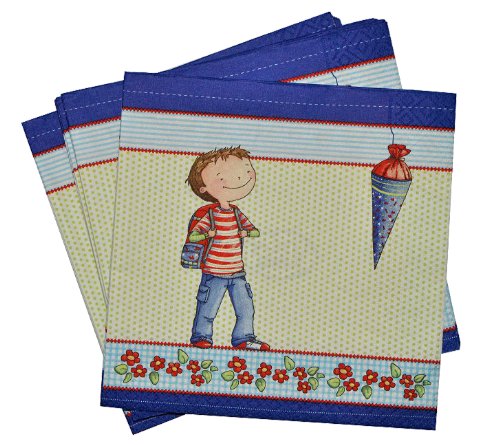 20 Stk. Servietten – Jungen Schulanfang blau – Serviette Tischserviette Papier Party Schuleinführung - 2