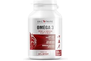 OMEGA 3 - Huile de Poisson 3000mg + Vitamine E - Hautement Dosé en EPA DHA - Concentration, Mémoire, Cardioprotecteur - Sans Odeur - Programme 60J - Eric Favre