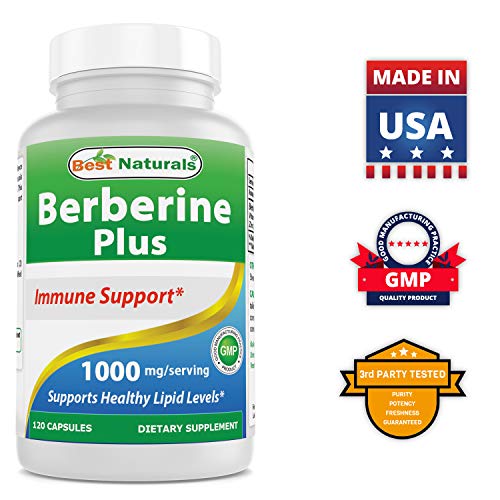#1 Berberine plus 1000 mg 120 Capsules - Contain Vitamin C - Zinc - Supports Healthy immune System - Manufactured in a USA Based GMP Certified Facility and Third Party Tested for Purity. Guaranteed!!