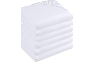 Utopia Bedding Fitted Sheet (Pack of 6) - Deep Pocket - Easy Care Soft Brushed Microfibre Fabric - Shrinkage and Fade Resistant (Double, White)