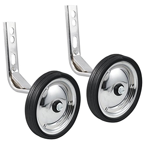 PROMETHEUS Stützräder für Kinderfahrrad | Universelle Stabilisatoren für die meisten 12″ bis 20″ Kinderfahrräder in Silber / Chrom | Sicherheitsstützräder jedoch nur zur Montage auf der Hinterradachse geeignet! | Stabile Stahlkonstruktion mit Gummi-Reifen | Edition 2017 - 2