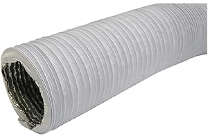 ABOUT VENT Ø 125mm Tuyau d'Evacuation Flexible en Aluminium/PVC - Tube de Ventilation pour Sèche-linge Extracteur Aérateur d'Air - 1m Blanc Conduit d'air