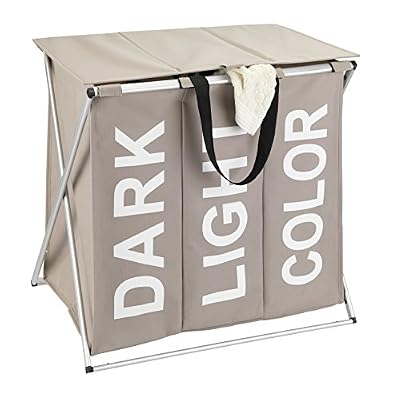 Wenko 62093100 Panier à Linge, Polyester, Taupe, 38 x 57 x 57 cm