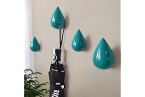 Homieco Confezione da 2 Ganci Appendiabiti a Goccia d'Acqua Creativo Appendiabiti a Parete Decorazione Moderna per Parete Decorativa (Verde Intenso, 9,3 x 5,8 cm)